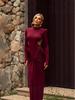 2026 European Elegant Backless High Neck Slim Long Sleeve Dress