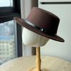 New autumn and winter flat-top woolen hat children's fashionable versatile retro top hat British and European style wide-brimmed jazz hat men