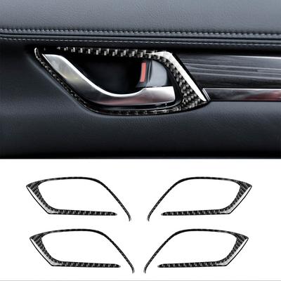 4 pièces pour Mazda CX-5 CX5 2017 2018 voiture porte intérieure bol panneau décoration couverture garniture autocollant Auto accessoires carbone
