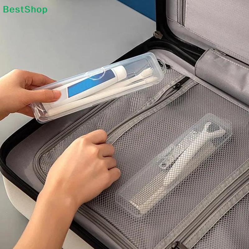 Multipurpose Transparent Plastic Portable Toothbrush Storage Box, Suitable For Travel