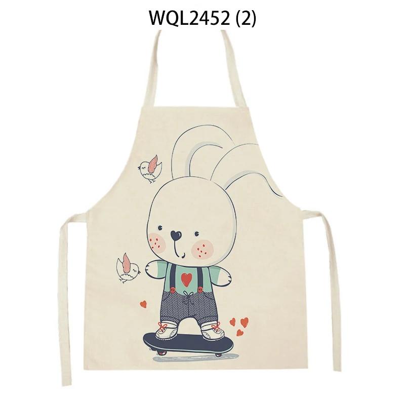 Animal Snail Rabbit Printing Apron Adult Kids Sleeveless Kitchen Apron Linen Cooking Baking Accessories Apron Cleaning Tool