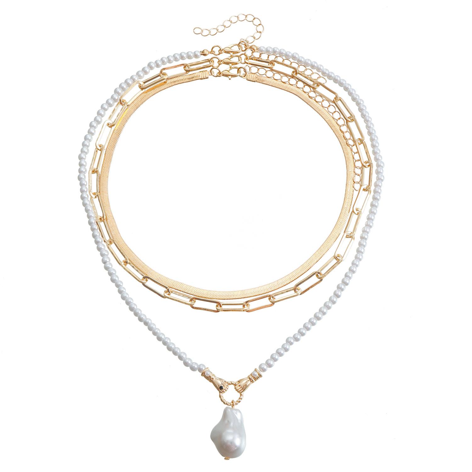 

Аксессуары, Высококачественные многослойные ожерелья из искусственного жемчуга, Сексуальные атмосферные трендовые цепочки для ключиц золотой