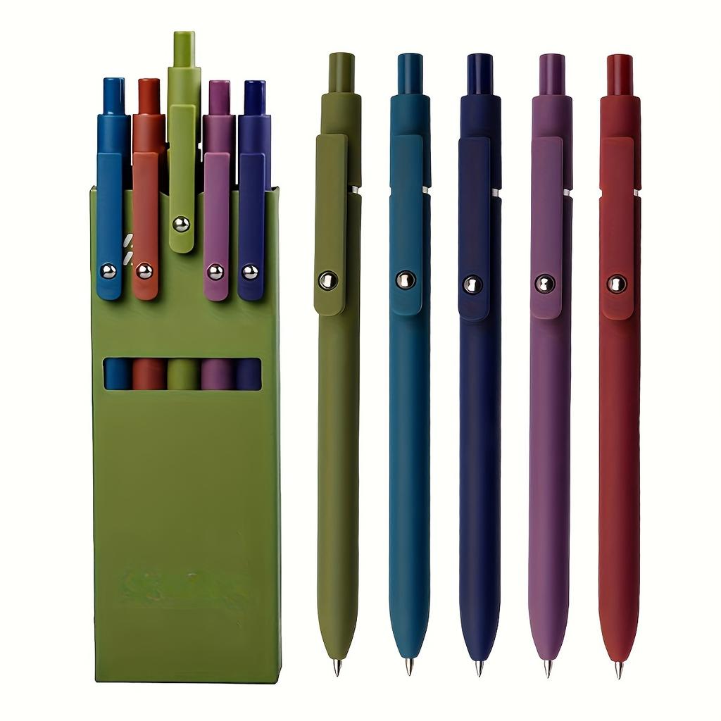 5pcs Penne Gel Asciugatura Rapida 0.5mm Punta Fine, Retrattili, Scrittura Fluida Design Estetico in Colori Assortiti - Ideali per Scuola, Ufficio, Uso Diario & Regalo