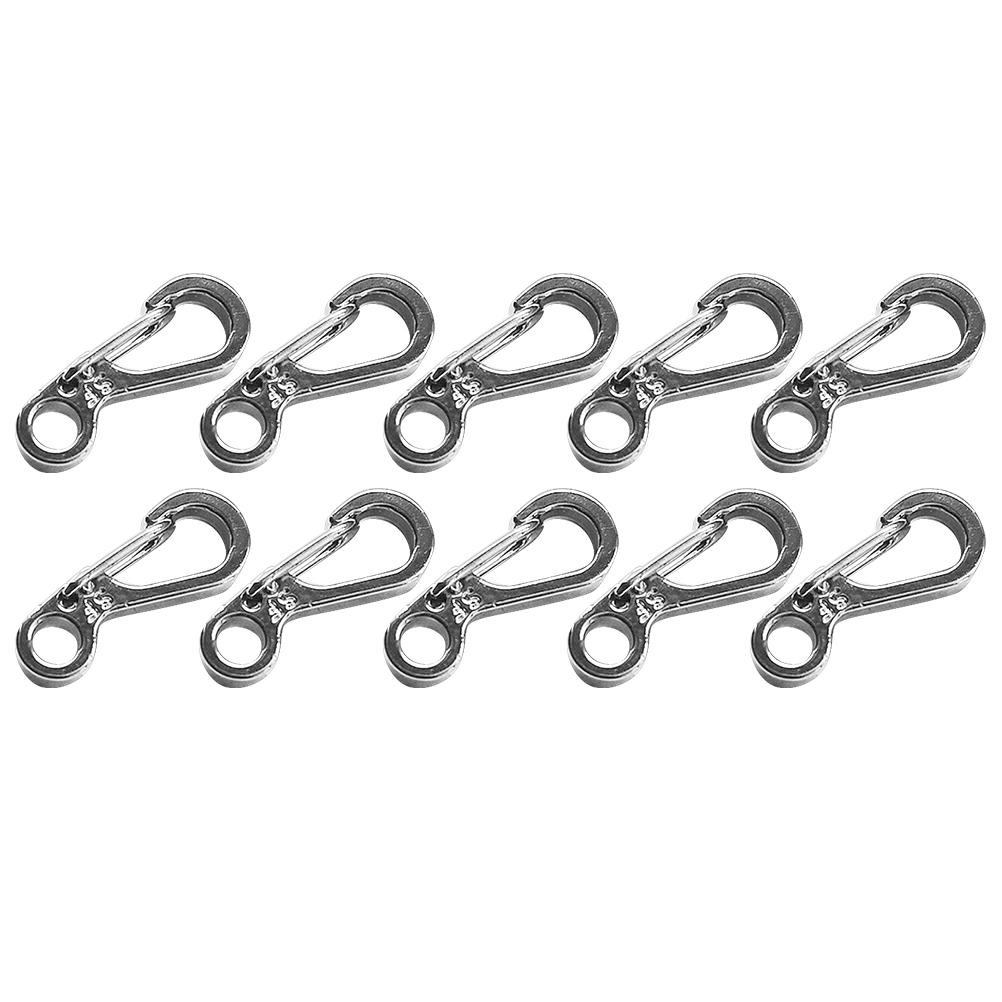 10pcs Mini Spring Buckle Paracord Clip For Keychain Flashlight Compass Outdoor Survival Gear Backpack Carabiner Hook Camping серебряный