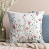Floral Print Pillow Cover White With Pink And White Flowers And Butterfly Design For Living Room Bedroom Decor