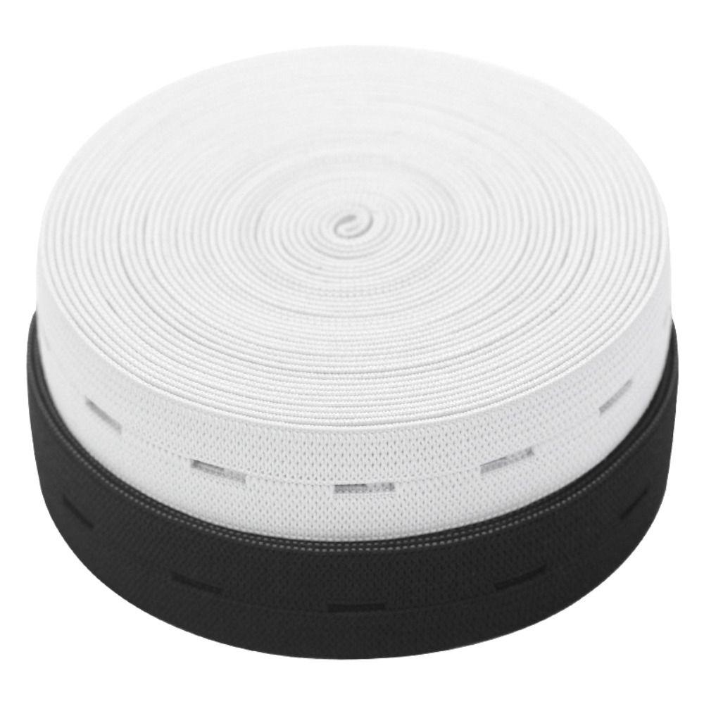 Black White Button Hole Elastic Belt Adjustable Hole Flat Band Elastic Stretch Belt Garment Sewing Accessories DIY