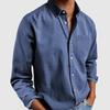 Camicia Casual Larga da Uomo Vintage a Maniche Lunghe, Colore Unito, Collo a Revers