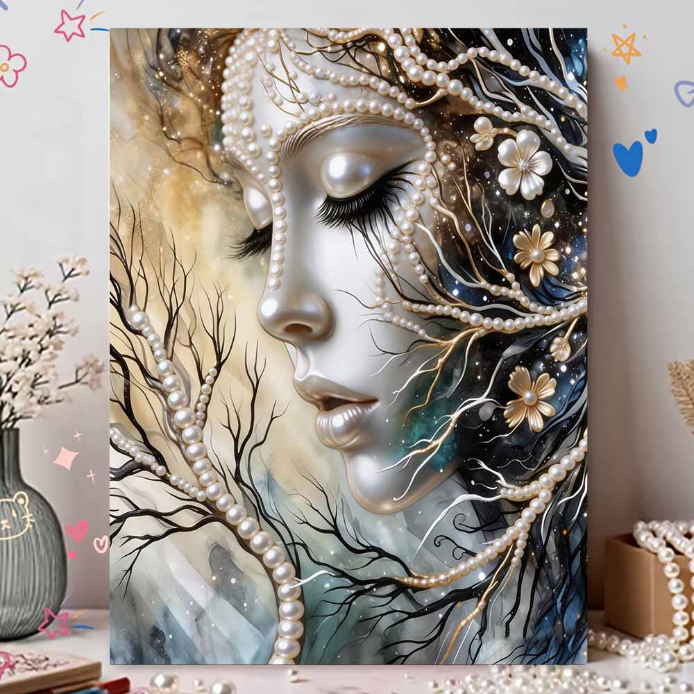 Unique DIY Pearl Gem Painting Kit 30x40cm Beautiful Woman Frameless Art Perfect Handmade Gift for Adults Home Wall Decor for Any Occasion