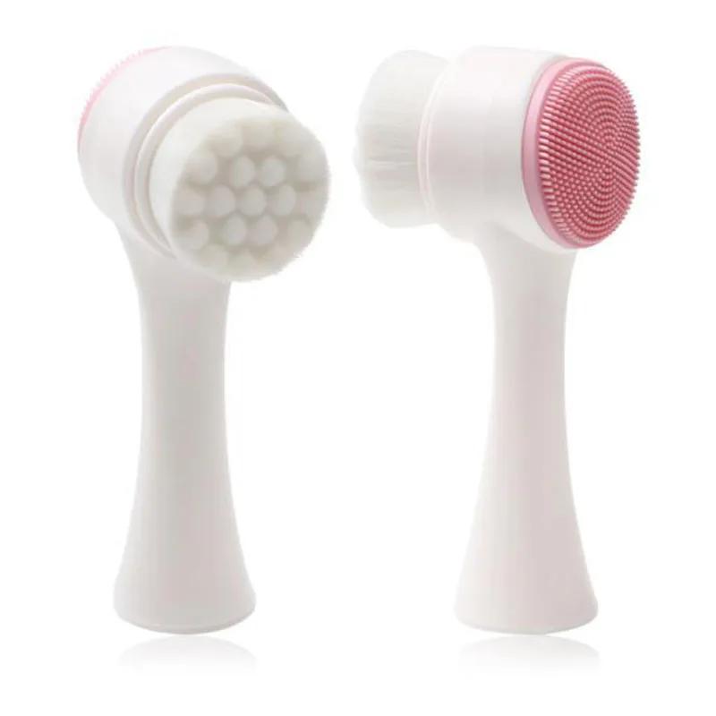 Double Sided Silicon Cleansing Brush Clean Exfoliating Massage Soft Face Pore Cleanse Blackhead Dry Wet Multi-purpose