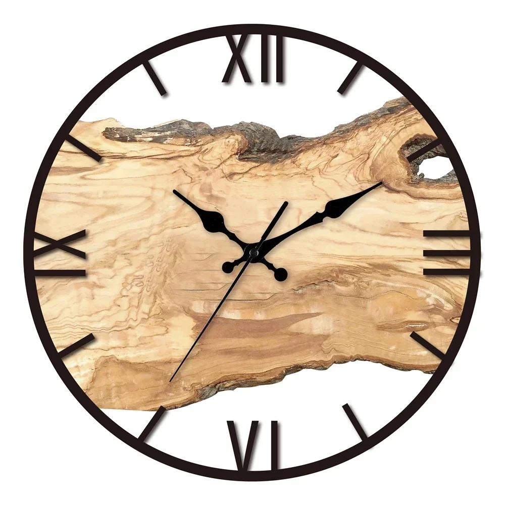 

Nordic Acrylic Woodgrain Pattern Wall Clock 31×31CM Modern Silent Movement Minimalist Timepiece for Living Room Office Decor