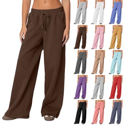 Pantaloni de trening pentru femei, colorați, cu picior drept, talie înaltă, picior larg