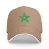 Green Star Symbol Black Baseball Cap with White Trim Classic Fit Adjustable Hat for Unisex and Women Fashion StateUnisext Accessory