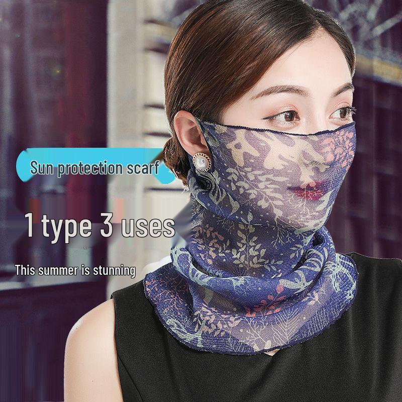 Seidenschal für Damen: Leichter Sonnenschutzschleier für Nackenschutz, Stilvolle Herbst-/Wintermaske