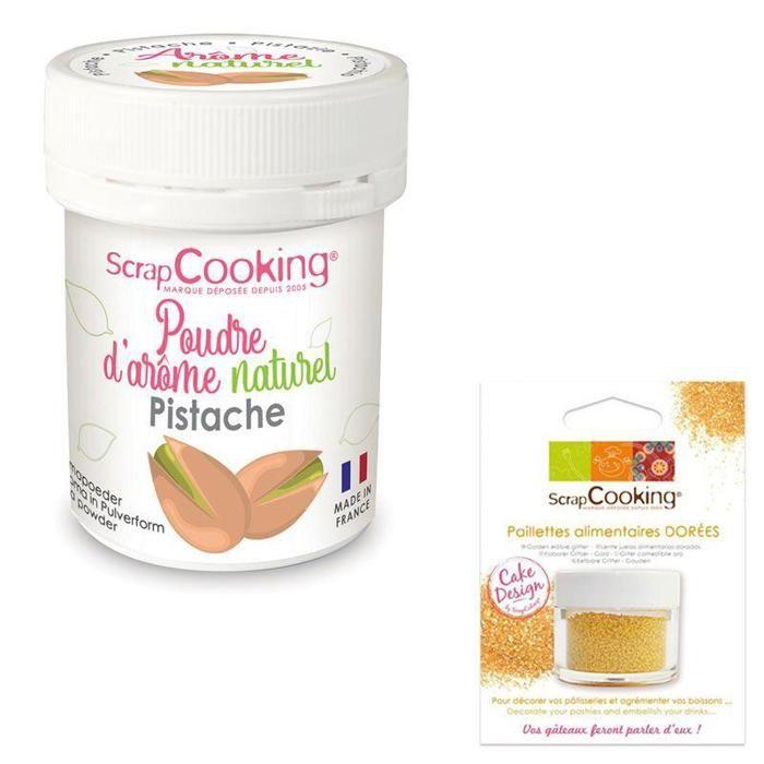 Natural food flavor in powder pistachio + golden glitter