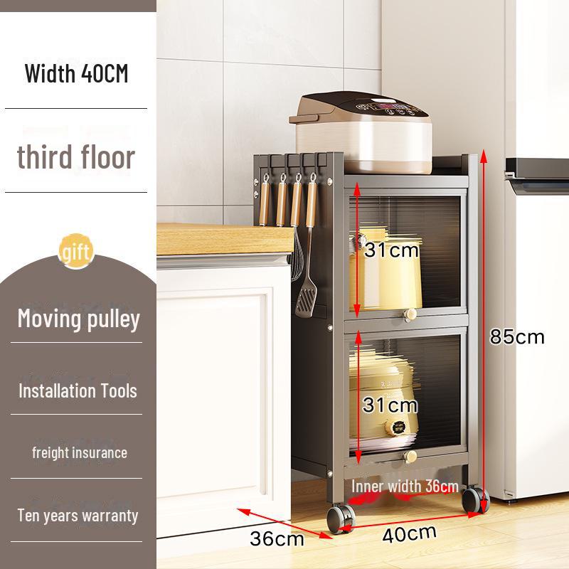 Kitchen Storage Cabinet with Microwave and Pot Rack