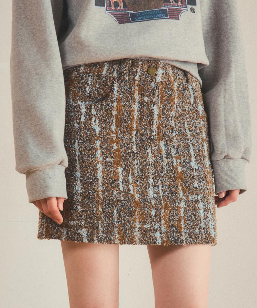 Aueonoseuteljia Fur Denim Short Skirt_Brown