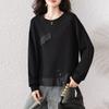 DIMANAF 2025 Plus Size Women Hoodies Shirts Black Autumn T-shirt Long Sleeve Loose Casual Tops Tees