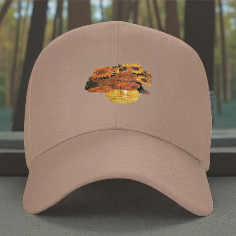 Sunflower Print Baseball Cap Unisex Adjustable Polyester Casual Outdoor Summer Hat