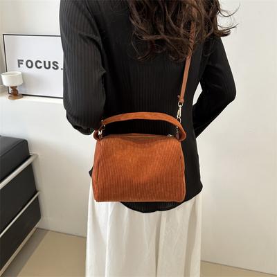 Spring Large-capacity New Temperament Fashion Design Single Shoulder Crossbody Retro Corduroy Portable Crossbody Bag