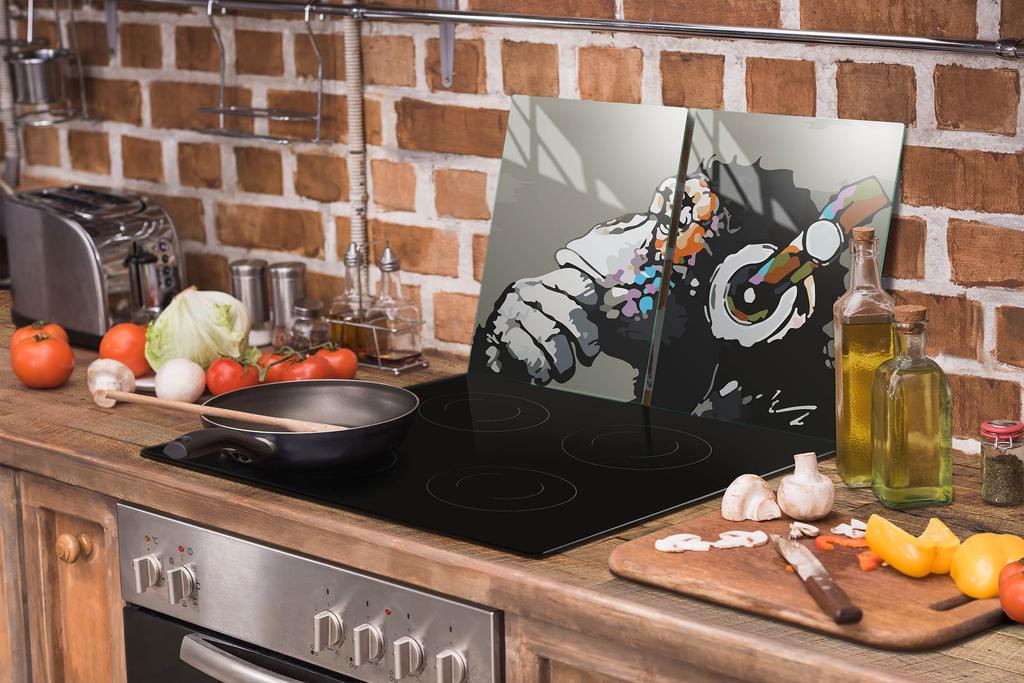 SZKLANA PŁYTA OCHRONNA NA KUCHENKĘ 70x52 MUZYKA