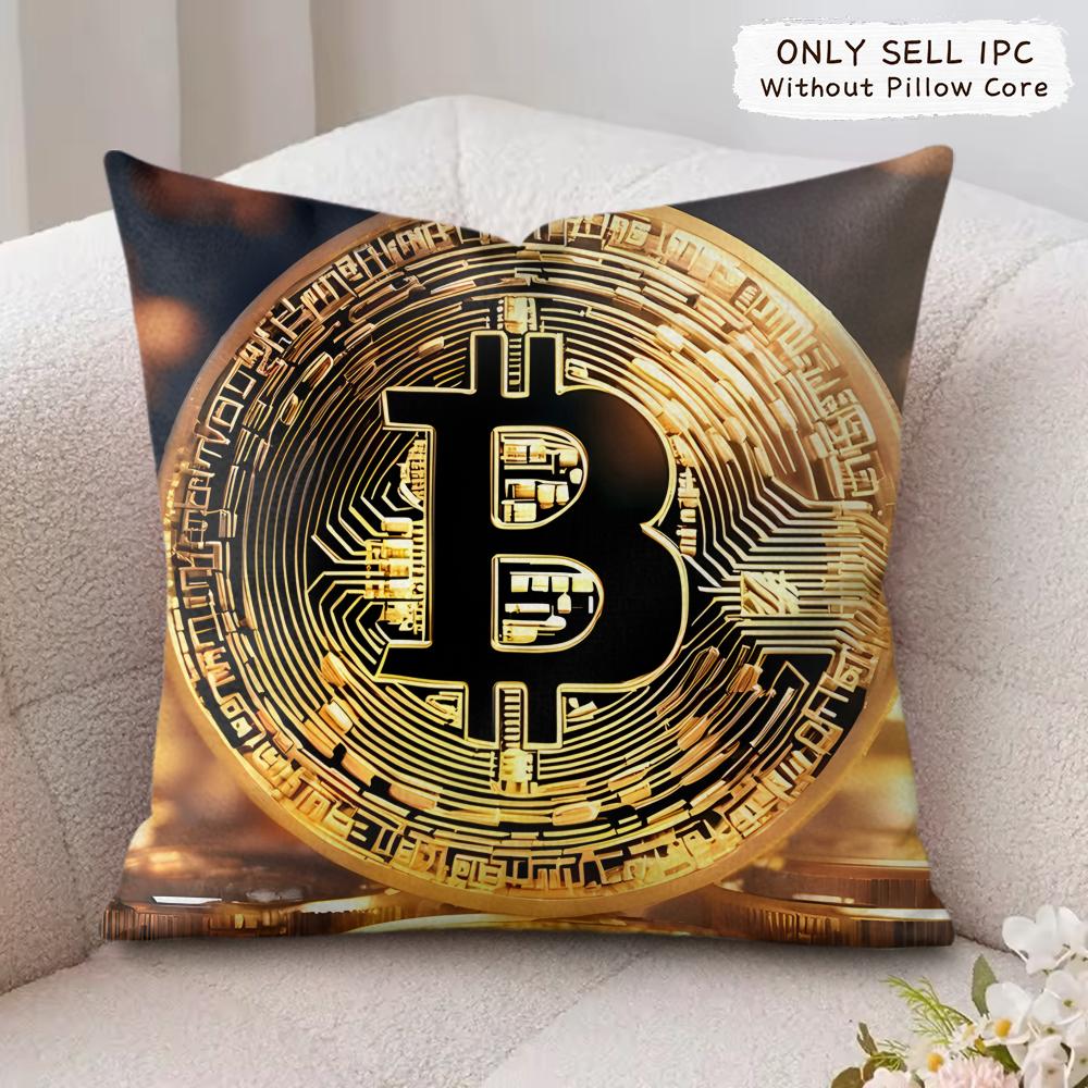 Cool Bitcoin Fashion Luxury Cushion Cover Silky Short Plush Invisible Zipper Dustproof Sofa Pillow Case For Home Decor