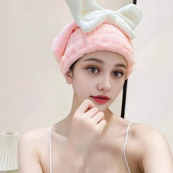 Căciulă Absorbentă pentru Uscarea Părului Uscare Rapidă Prosop de Păr din Microfibră Înfășurat Căciulă de Duș Turban pentru Uscarea Părului Umed cu Fundă pentru Femei Fete