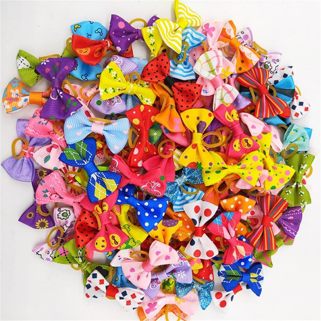 Pet Dog Cute Hair Bows Rubber Bands Pet Cat Grooming Puppy Topknot Colorful Hair Accessories