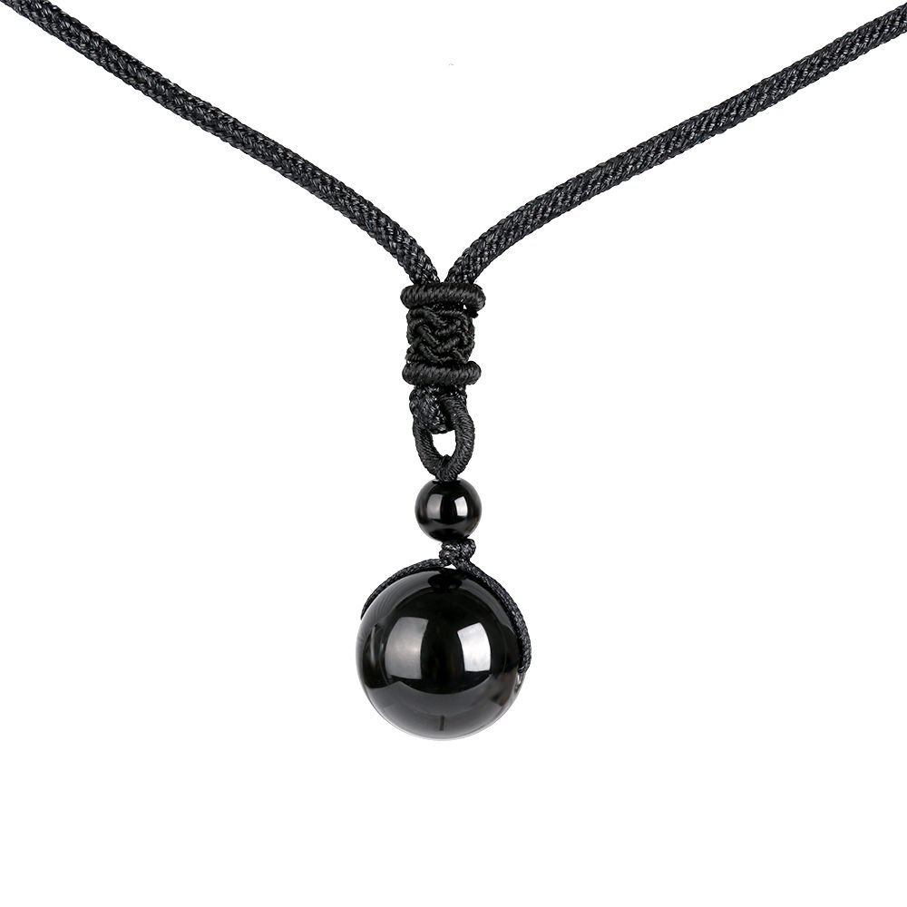 Jewelry Blessing Lucky Obsidian Pendant Amulet Round Ball