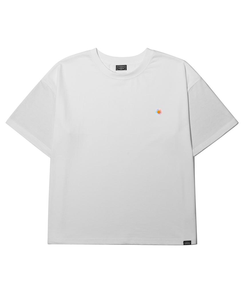 Peideu Pd Small Daisy Roll-Up Crop Short Sleeve Tee White