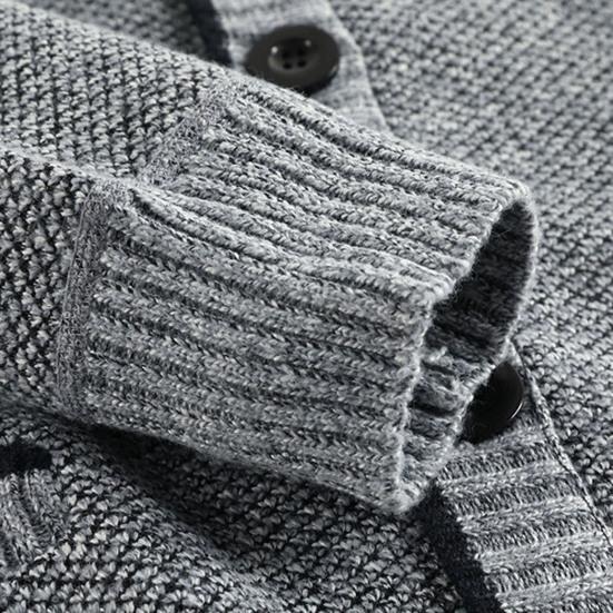 V-hals Lommer Genserjakke Høst Vinter Fleecefôr Ensfarget Cardigan Genser Yttertøy