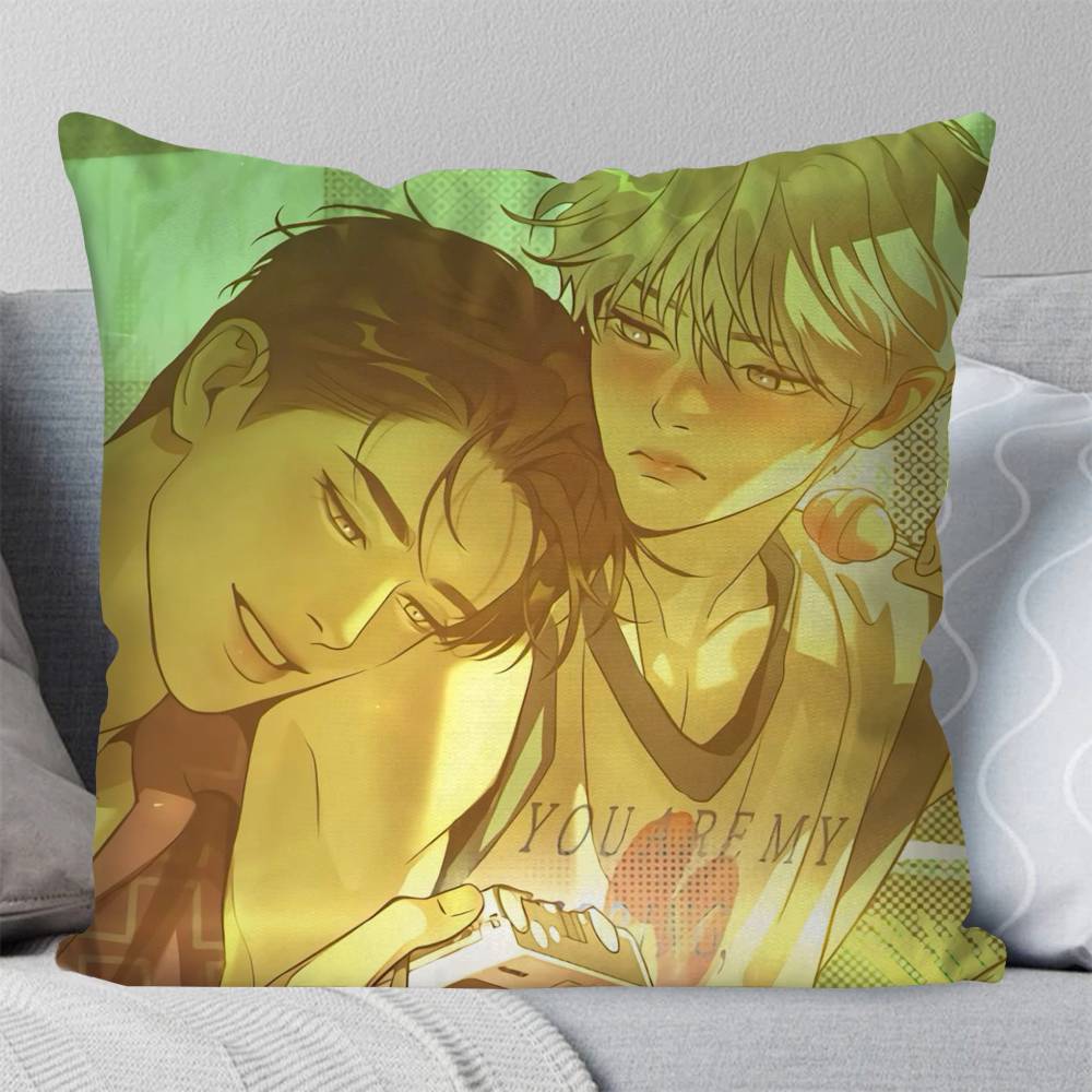 PPearl Boy Manga Pillow Case Fashion Square Pillowcase Bedroom Sofa Room Ins Decoration Leisure