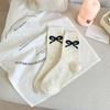 Women's Cute Bowknot Dot Tulle Socks - Mid-Calf, Korean Cartoon Bear, Japanese Color Dots