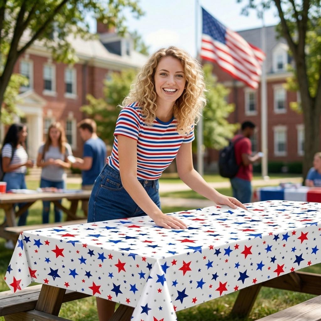 Independence Day Party Tablecloth For Children, Patriotic Party Decorations, Disposable PE Tablecloth