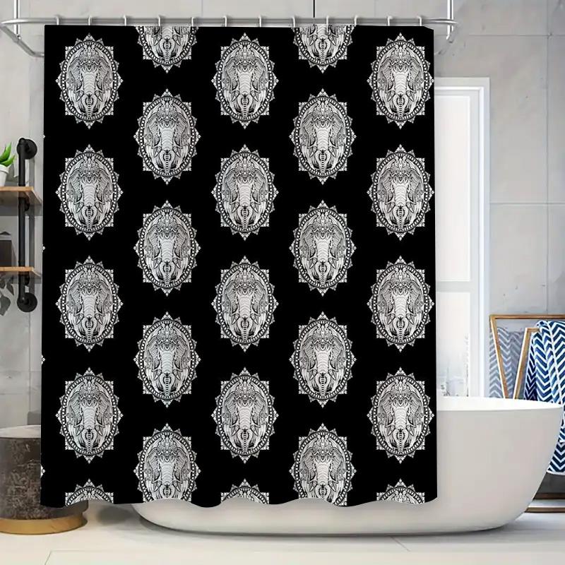 

Elegant Gothic Shower Curtain Vintage Black White Lace Pattern Bathroom Decor Set W60H190(CM)-1 Pcs