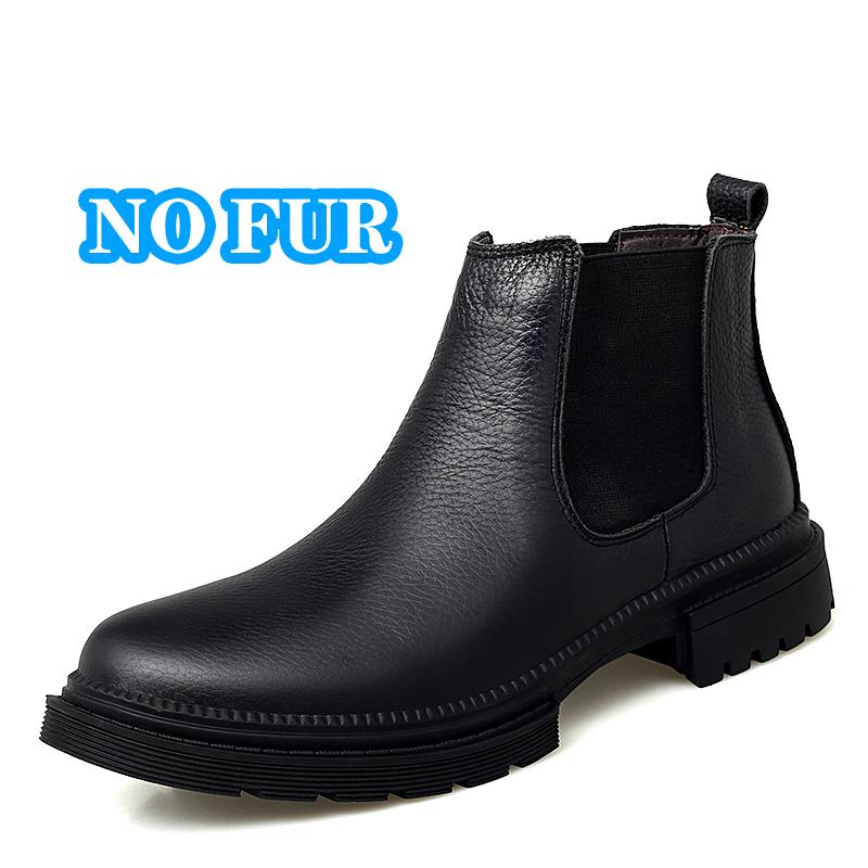 Fashion Autumn Winter Warm Mens High Top Shoes Genuine Leather Snow Ankle Boots Anti Slip Male Chelsea Boots Luxury Men Business Botas