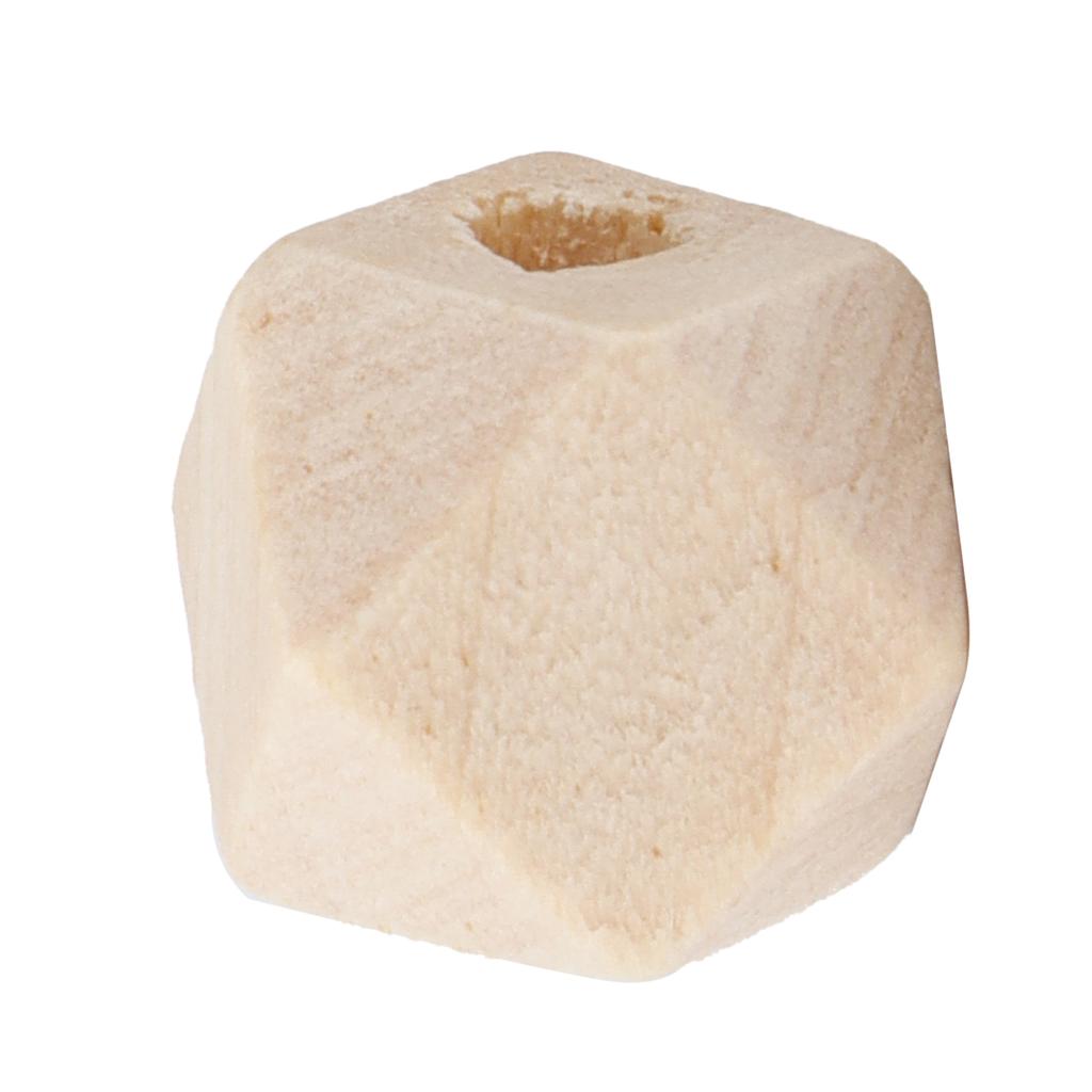 100Pcs Octagonal Wood Beads DIY HandMade Necklaces Keychains Jewelry Accessory Materials