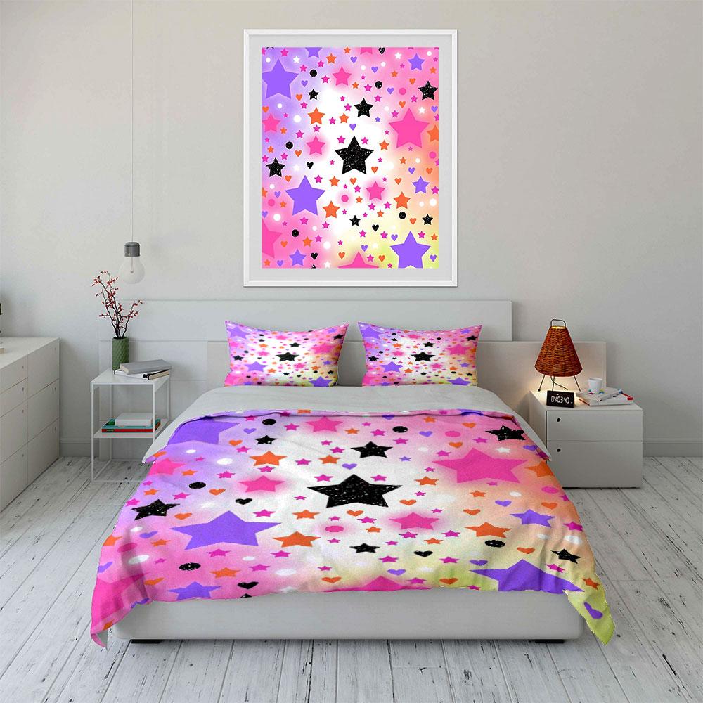 Colorful Starry Bedding Set Bedding Duvet Cover Set Duvet Cover Pillowcases (1 * Duvet Cover 2 * Pillowcases, without duvet insert)