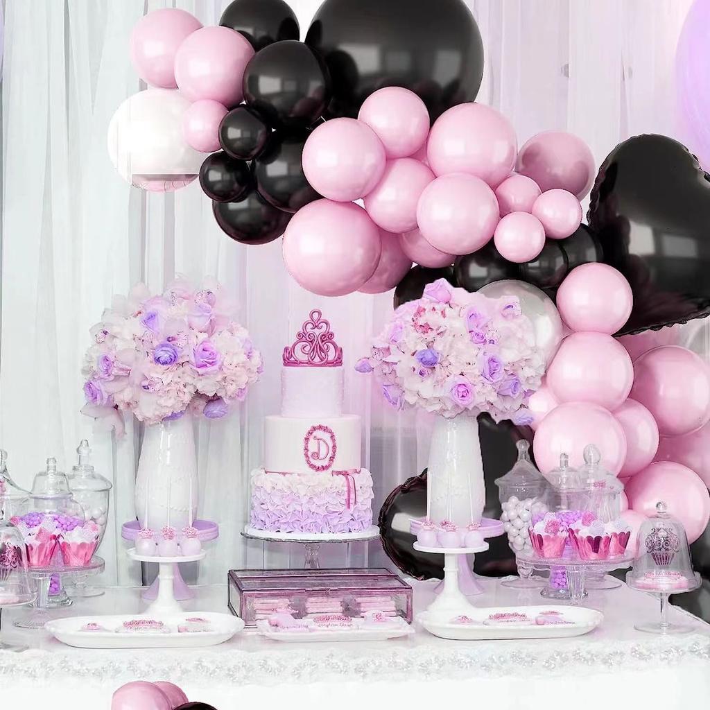 Pink Themed Balloon Wreath Arch Set Heart Foil Balloon Chain Set Birthday Wedding Party Decoration