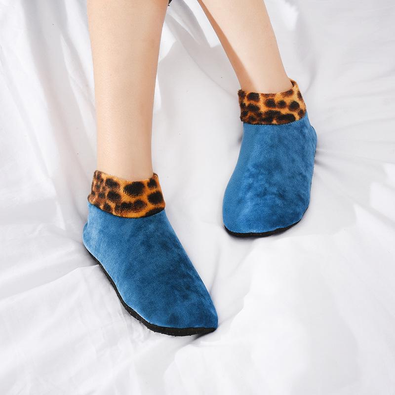 Damen Plus Samt Verdickte Rutschfeste Haussocken – Warme Halblange Überschuhe für Herbst & Winter.