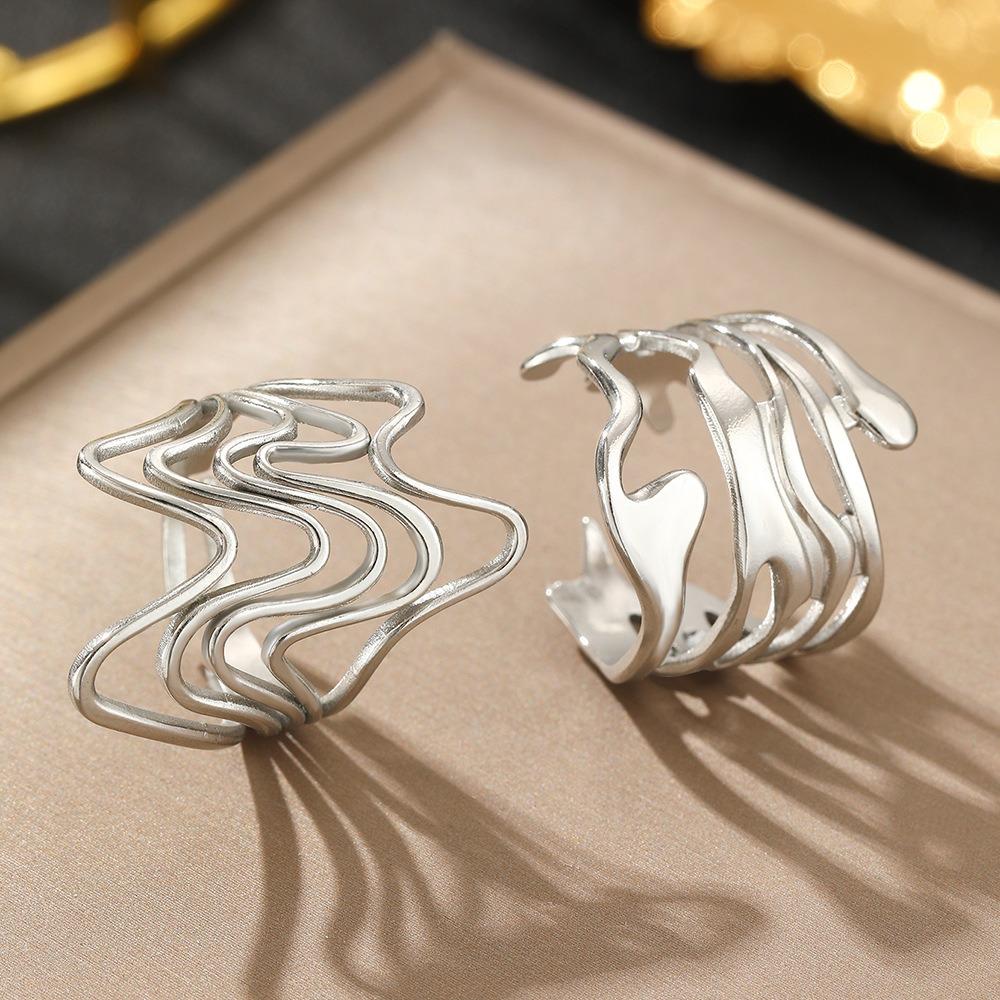 Edelstahl Goldfarbe Luxus Damenring Set Modeschmuck Versprechen Bagye Acier Inoxydable Frau Partnerringe für Frauen