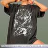 Lightning Wolf Shirt, Howling Wolf Moon Tee, Vintage Wolf Graphic T-Shirt, Storm Wolf Shirt, Gothic Wildlife Tee, Moon Wolf Shirt 90s T-shirt