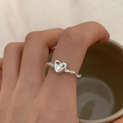 Ventfille  Stamp Copper Color Solid Heart Ring For Women Girl Ins Korean Weave Simplicity Jewelry Birthday Gift  Dropship