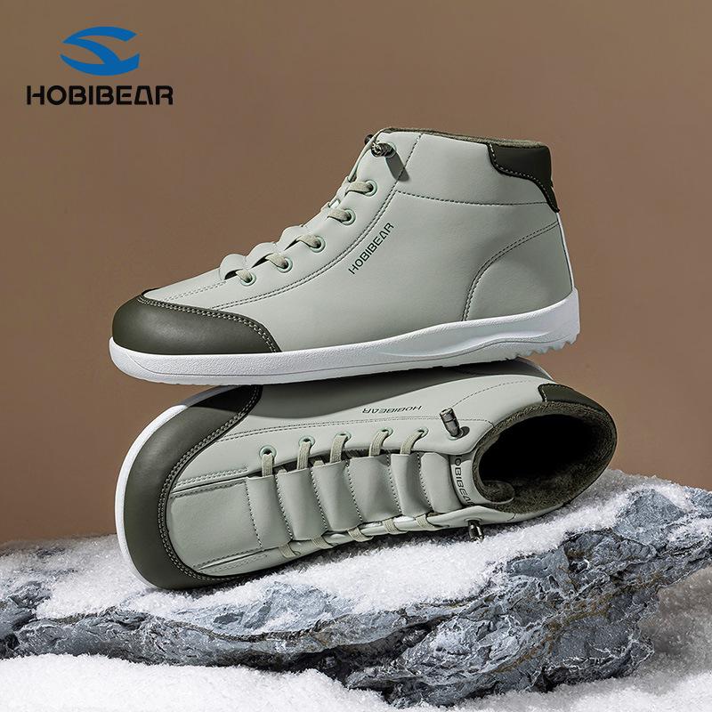 HOBIBEAR Fleece-Lined Slip-On Winter Mid-Top Wide-Toe Casual Outdoor Shoes
