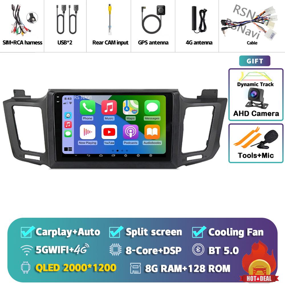 Android 14 Carplay Auto For Toyota RAV4 2012 - 2018 Car Radio 2Din Player Multimedia Srereo 360 Camera Navigation Video GPS DVD