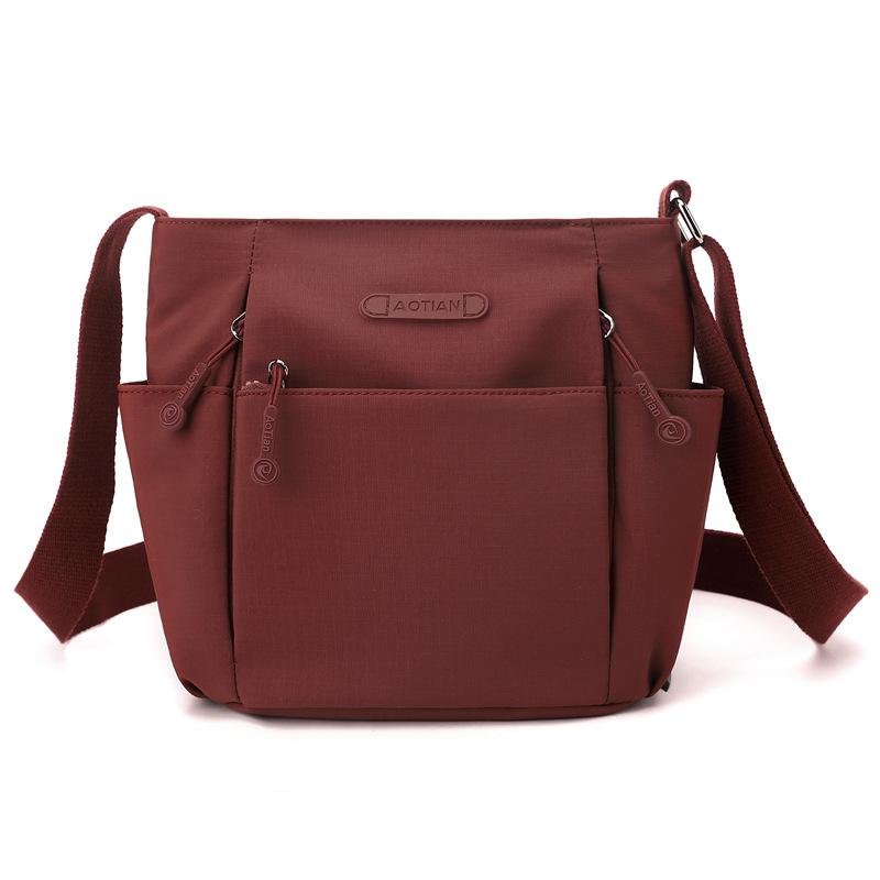 Женская сумка через плечо, многосекционная, легкая сумка через плечо темно-красного