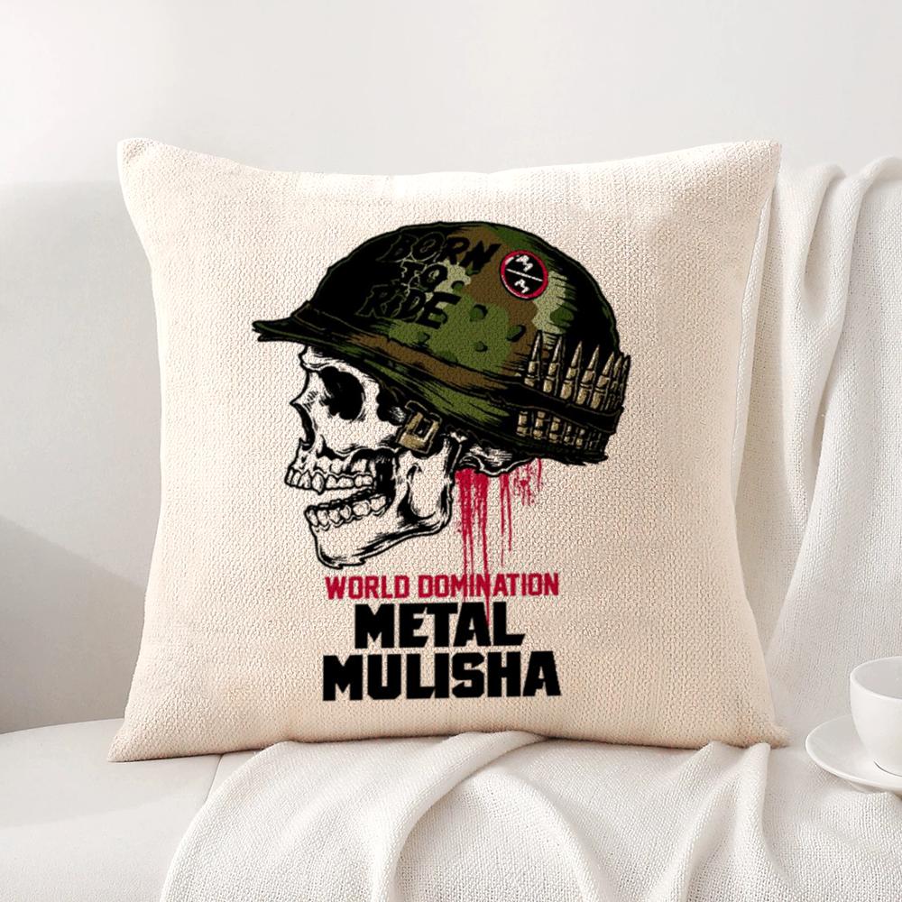 M-Motocross M-Metal Mulishas Cushion Cover Summer Coolness Linen Fabric Double-Sided Printing Pillow Case Sofa Home Decor Gift