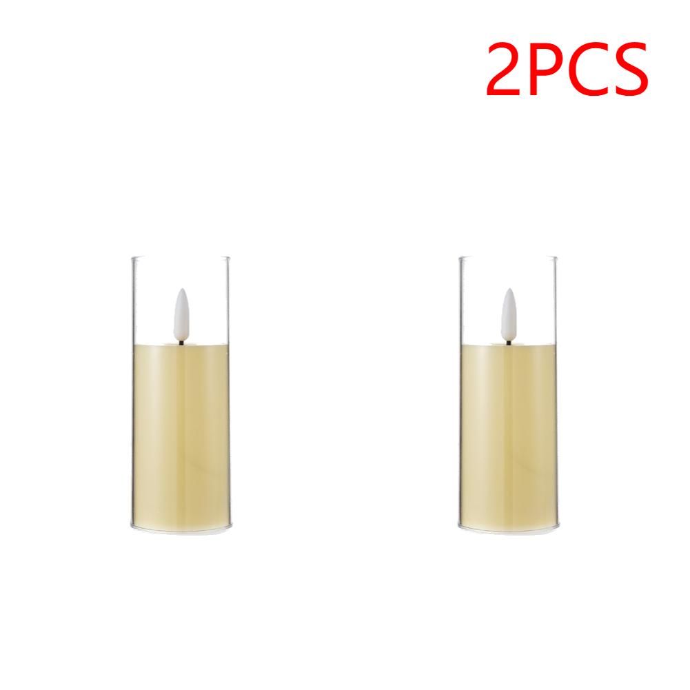 Led Electronic Candles Light Flameless Battery Operated Flickering Lamp Clear Acrylic Glass Battery Powered Wedding Party Christ