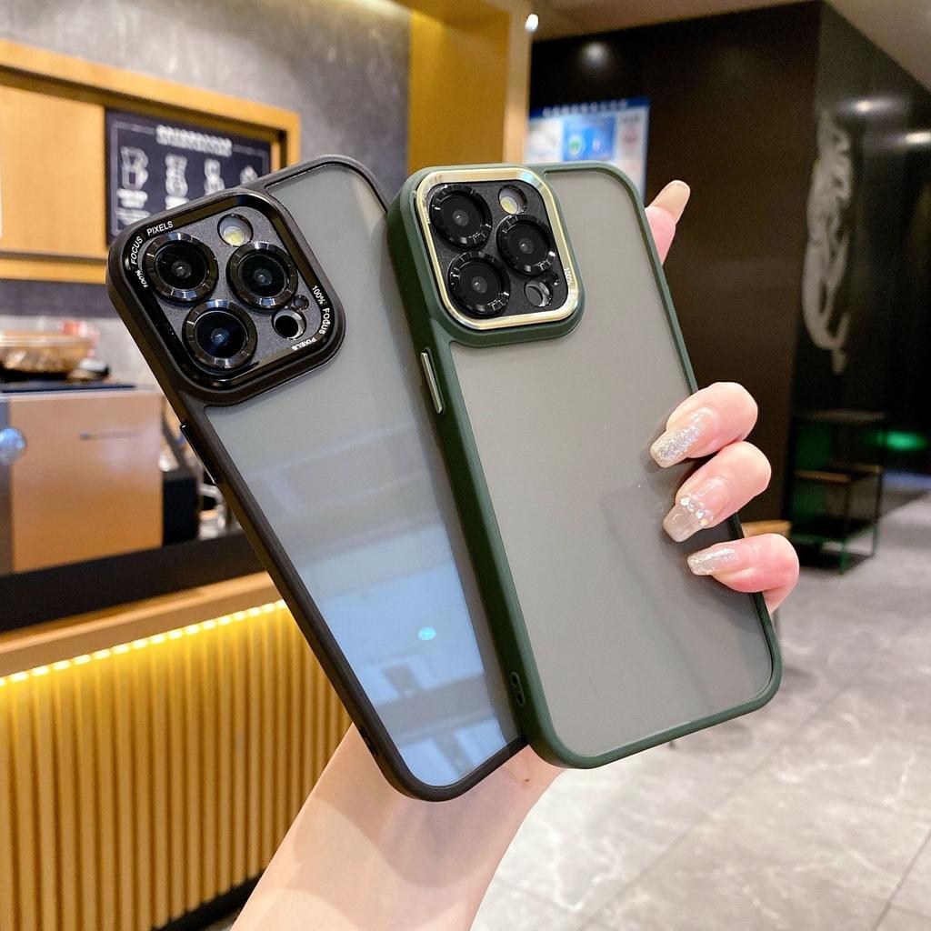 Applicable To IPhone 16 Fine Shield Eagle Eye Phone Case Colored Border Transparent Protective Case 14 Apple 13pro