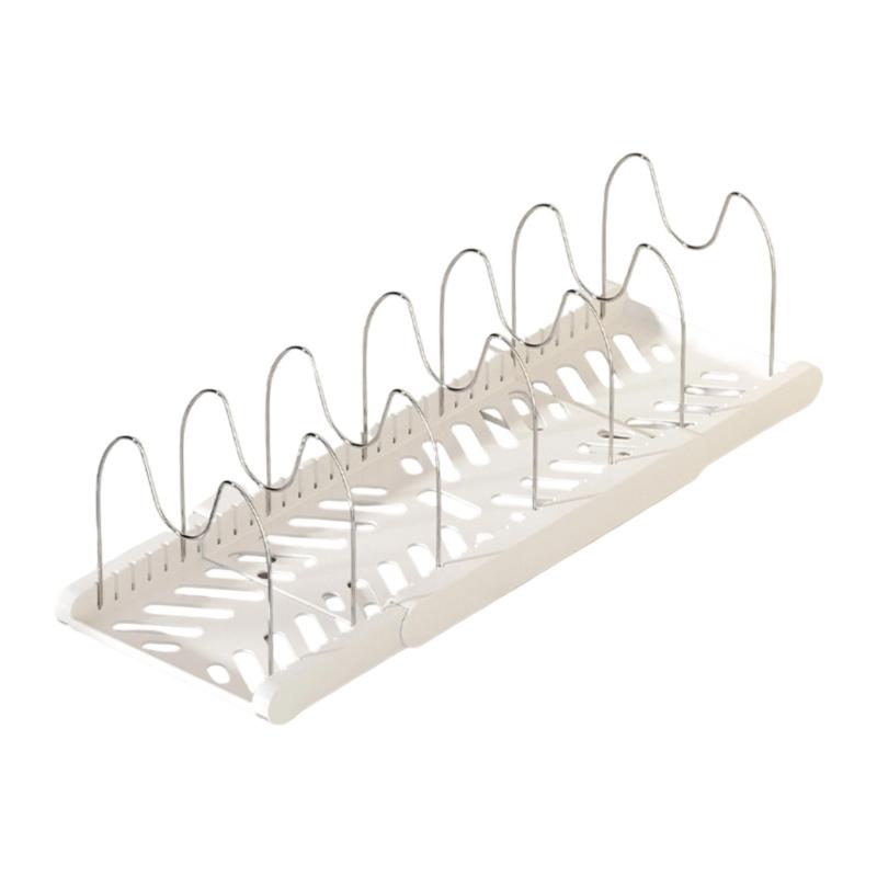 Space Saving Under Cabinet Storage Rack For Cookware Expandable Pots and Pans Organizer With Adjustable Dividers