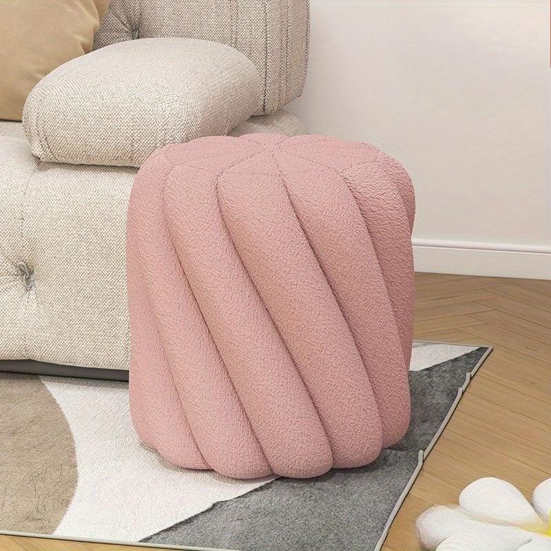 

Мягкий пушистый стул из искусственного меха, круглый табурет, деревянный табурет для макияжа для спальни девочки, гостиной, дома, сиденье для маникюрного салона, стильный, уютный розовый